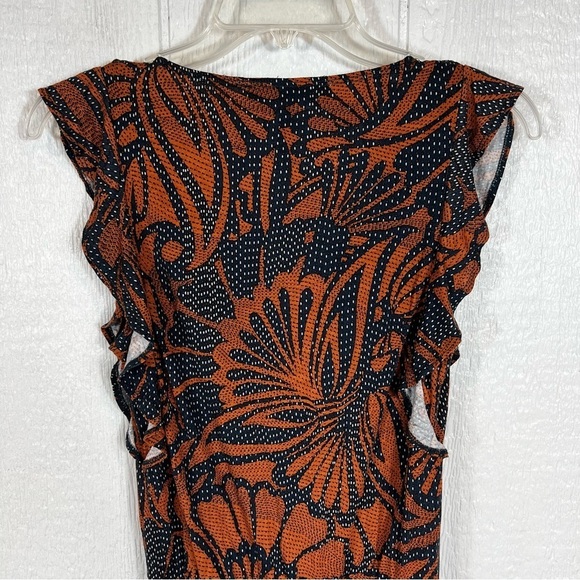 BCBGMAXAZRIA Navy Blue White and Bronze Orange Romper XS - Picture 8 of 11